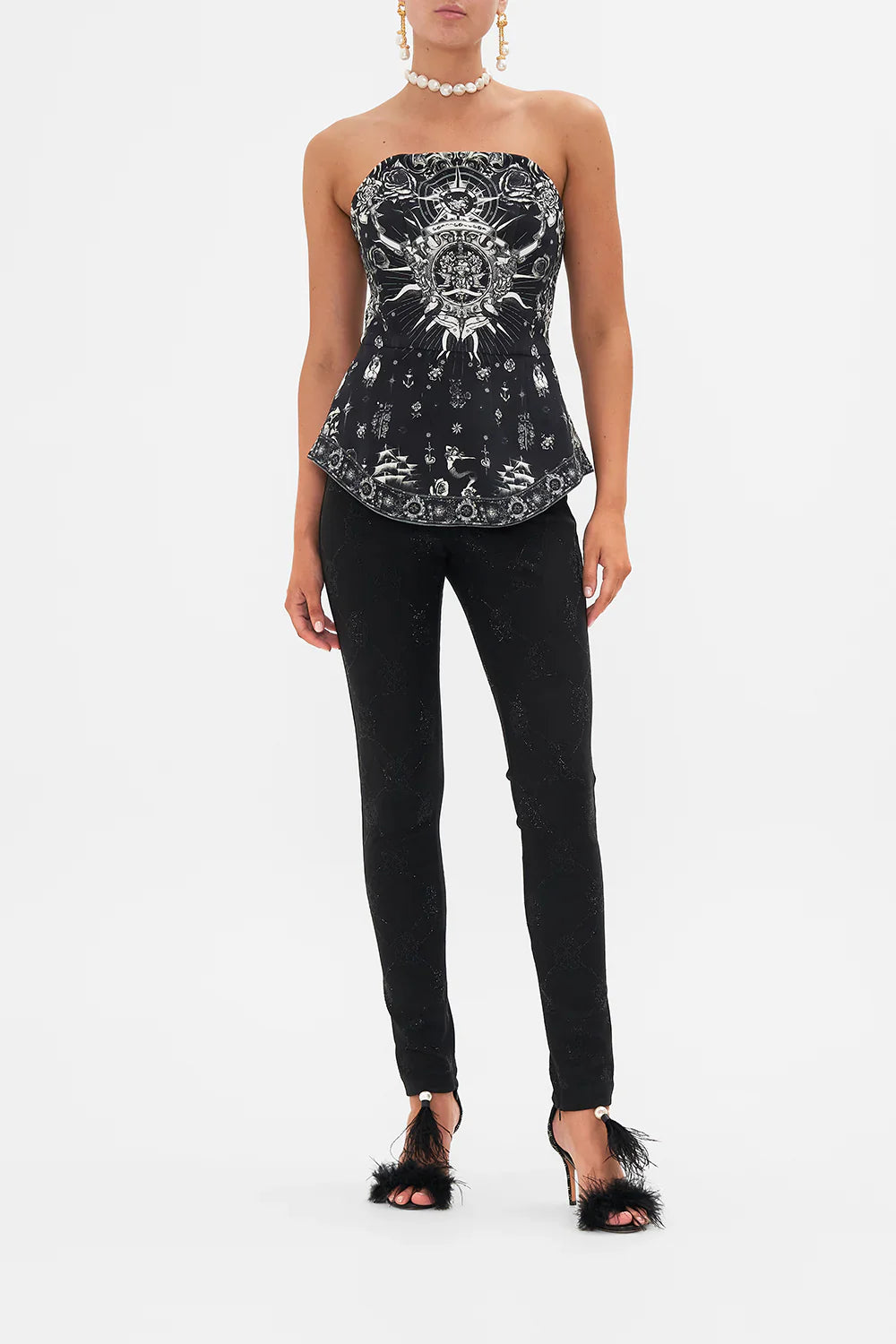 Camilla Tales of Tattoo Curved Hem Zip Detail Corset **