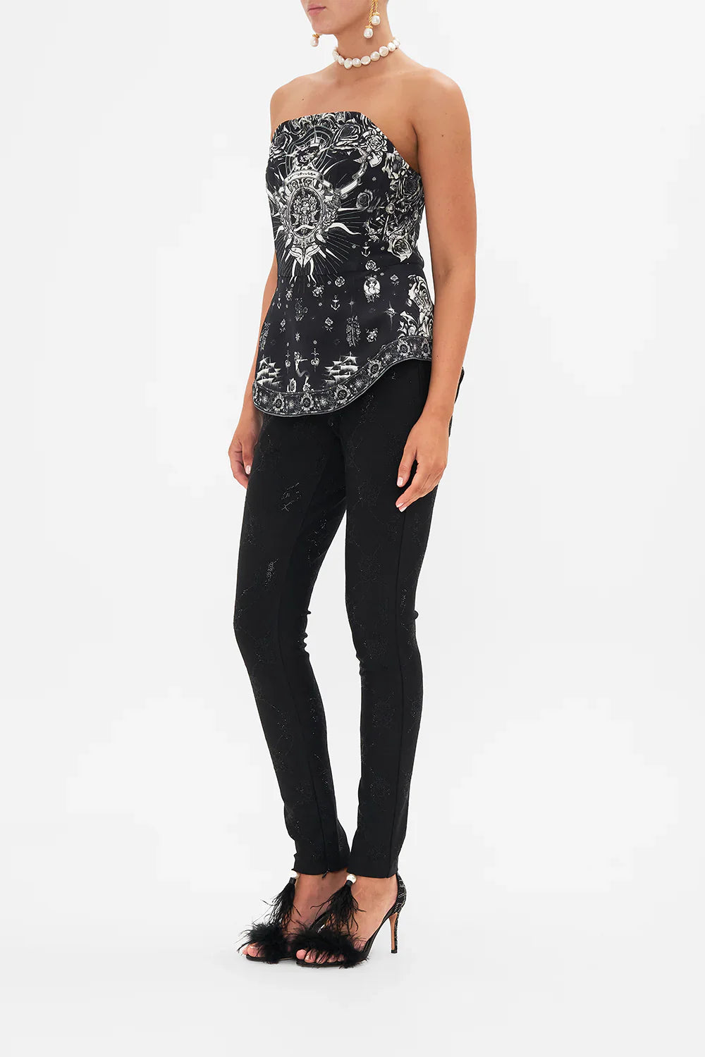 Camilla Tales of Tattoo Curved Hem Zip Detail Corset **