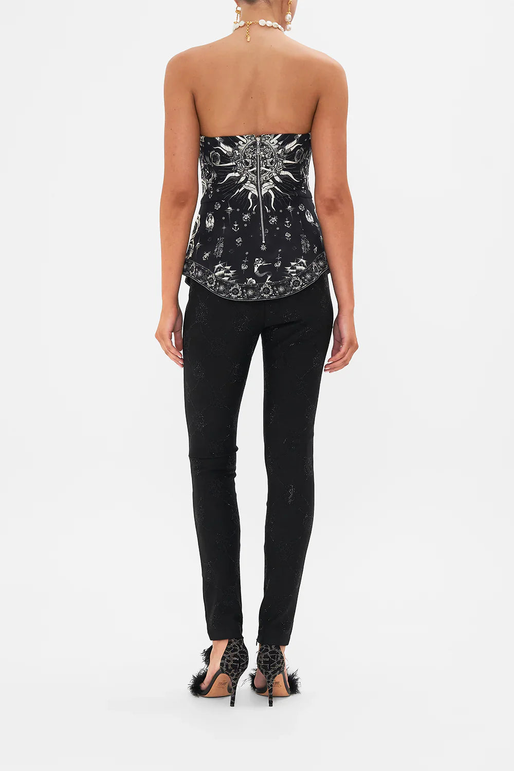 Camilla Tales of Tattoo Curved Hem Zip Detail Corset **