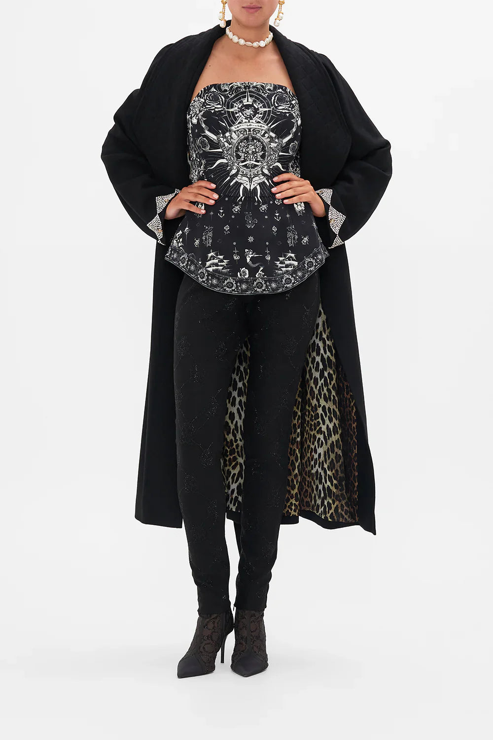 Camilla Tales of Tattoo Curved Hem Zip Detail Corset **