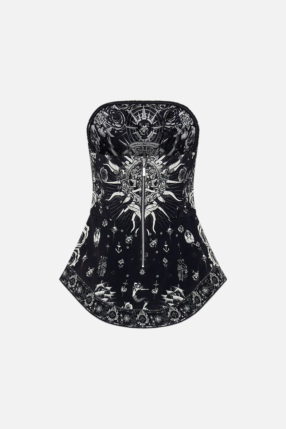 Camilla Tales of Tattoo Curved Hem Zip Detail Corset **