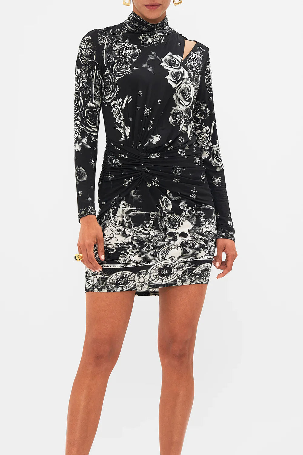Camilla Tales of Tattoo Draped Asymmetric Mini Dress **