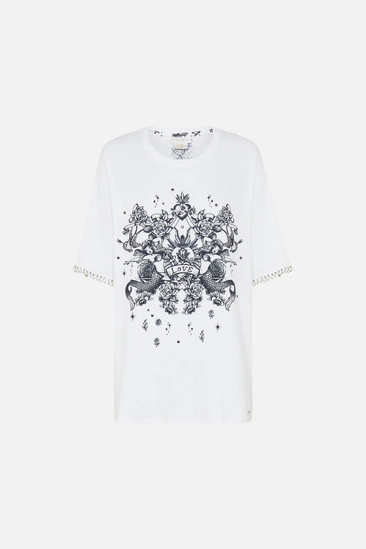 Camilla Tales of Tattoo Oversized Band Tee with Hardware Detail **
