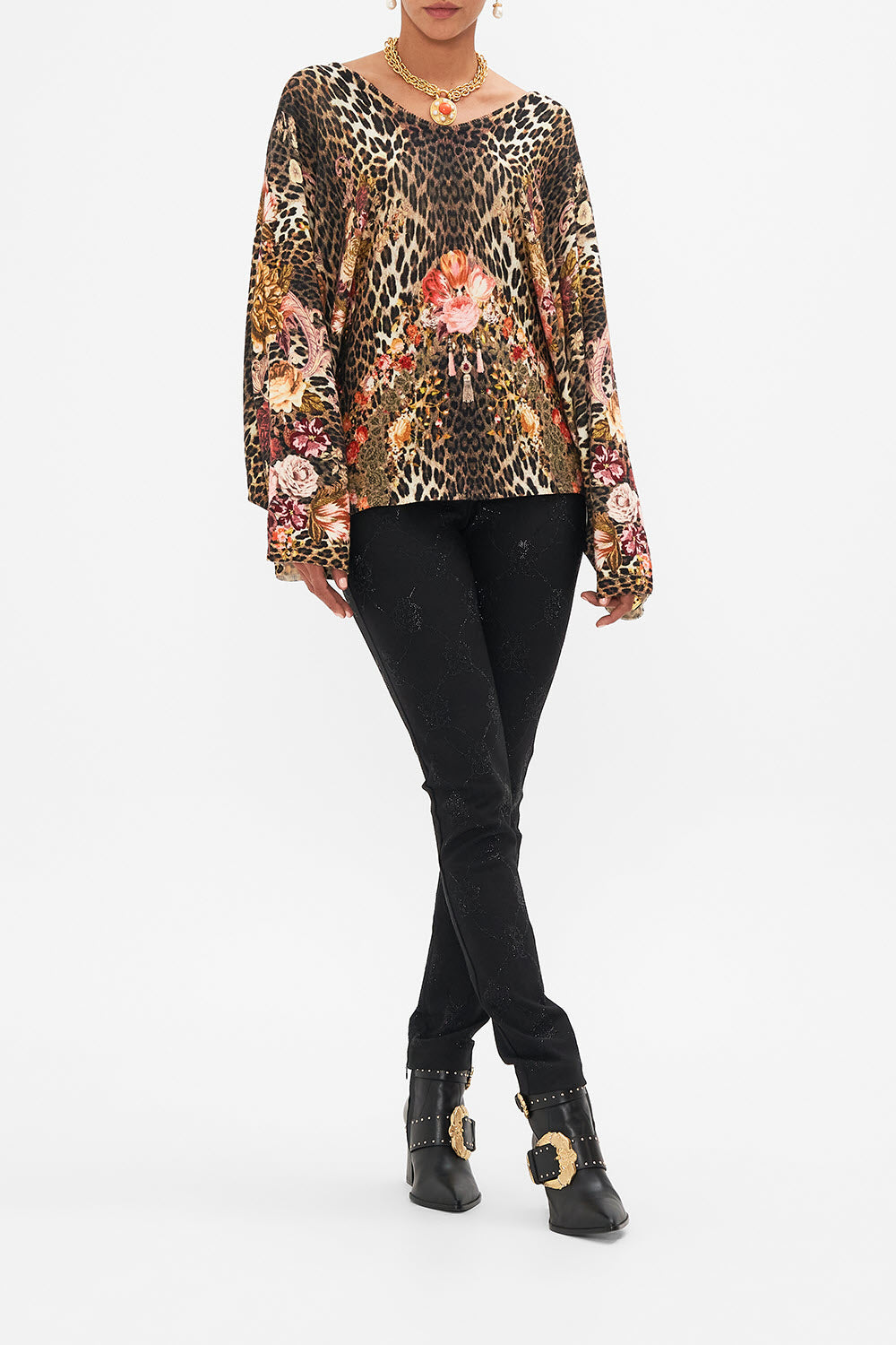 Camilla Born in Bruges V NECK PRINTED DOLMAN SLEEVE KNIT **