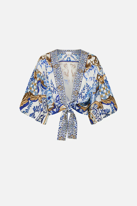 Camilla Azul Adventures Tie Front Puff Sleeve Top