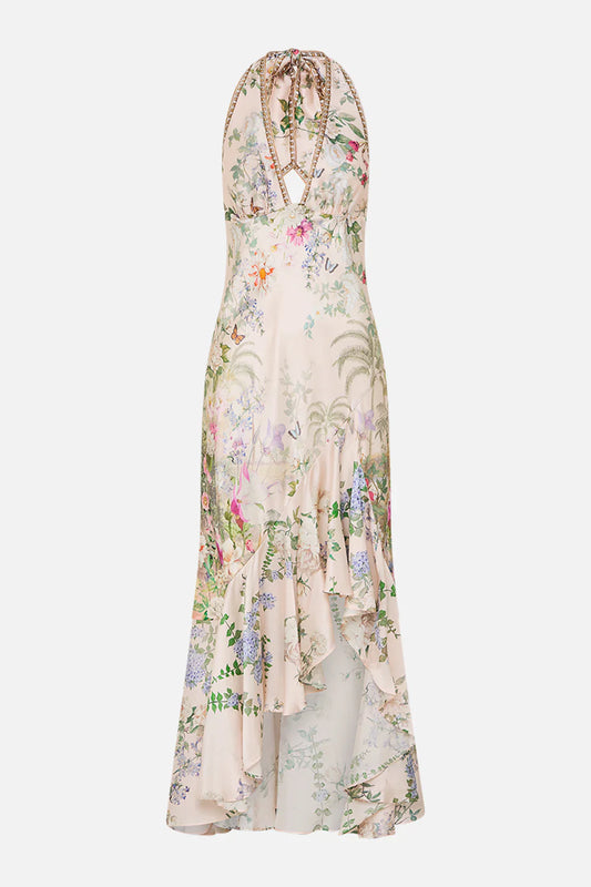 Camilla The Palacio Playground Bias Halter Dress With Ruffle Hem