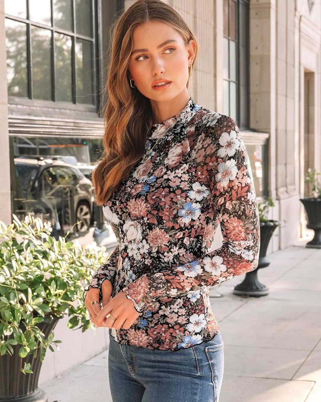 Simply Violet Floral Stretch Mesh Top