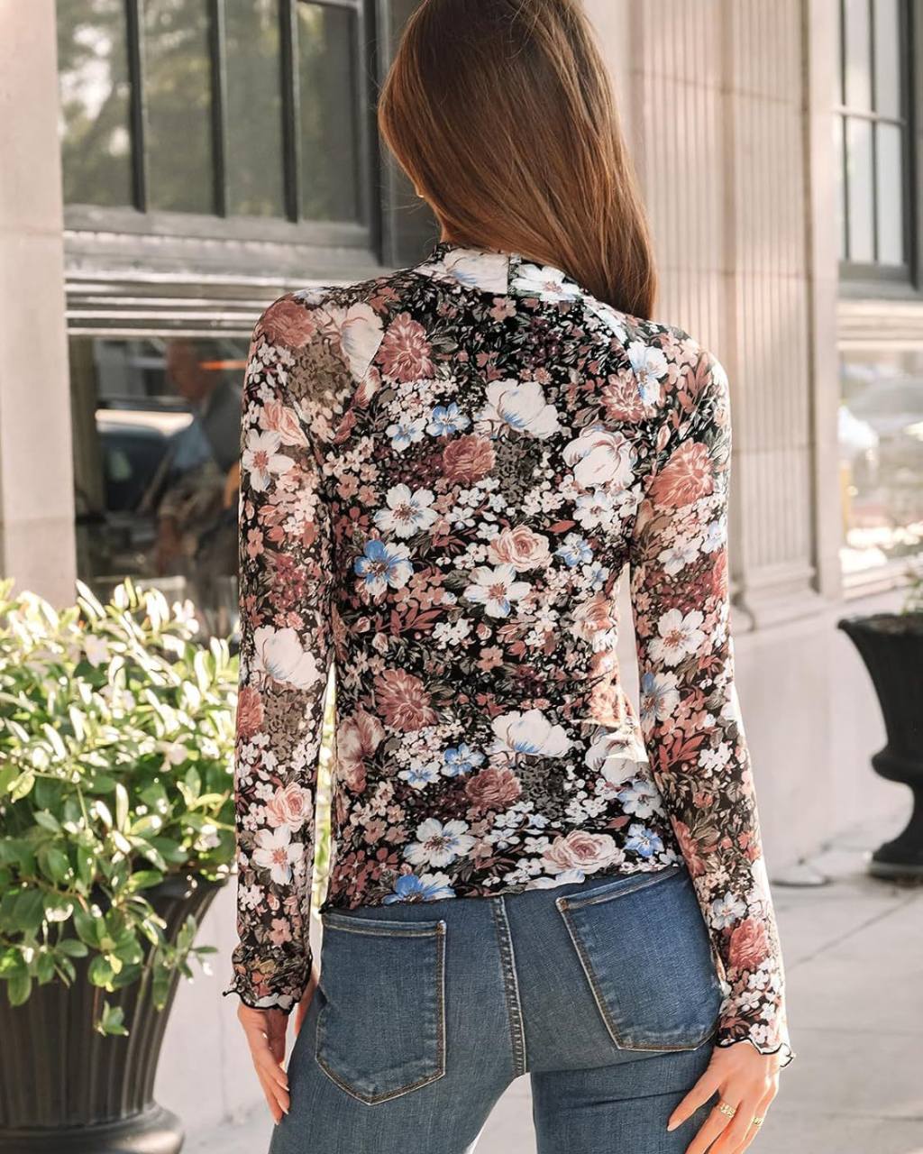 Simply Violet Floral Stretch Mesh Top
