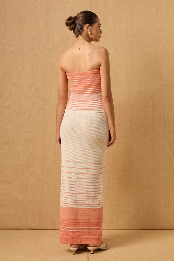 Mon Renn Daybreak Knit Skirt - Coral Sunset