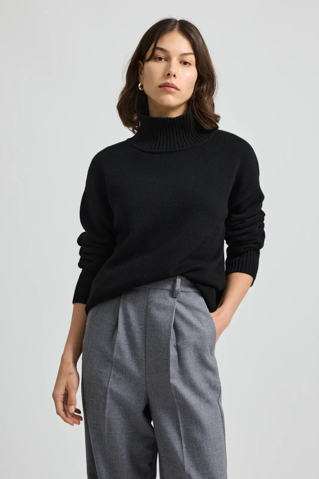 Toorallie Funnel Neck Jumper - Black
