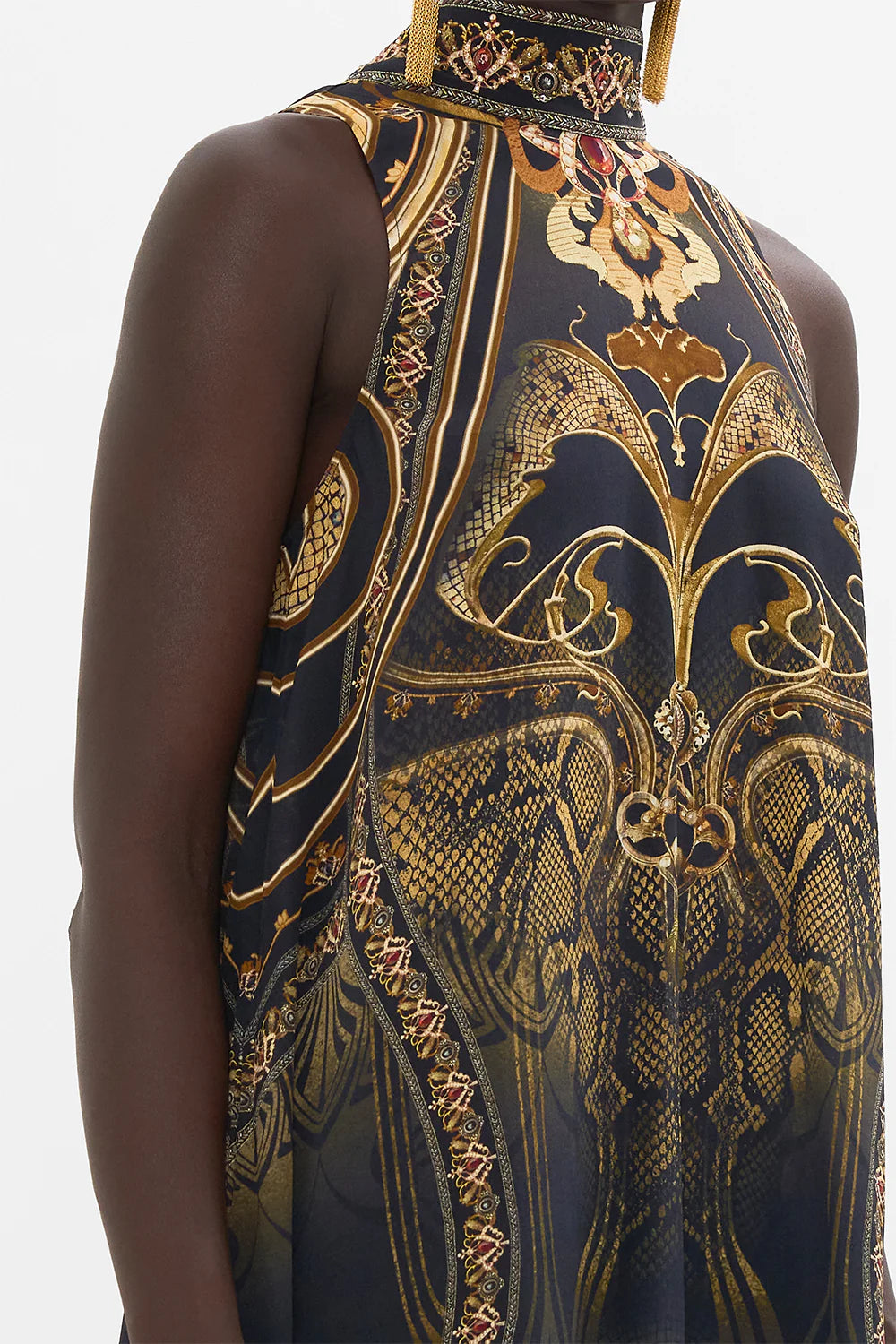 Camilla Nouveau Noir Back Neck Tie Short Dress **