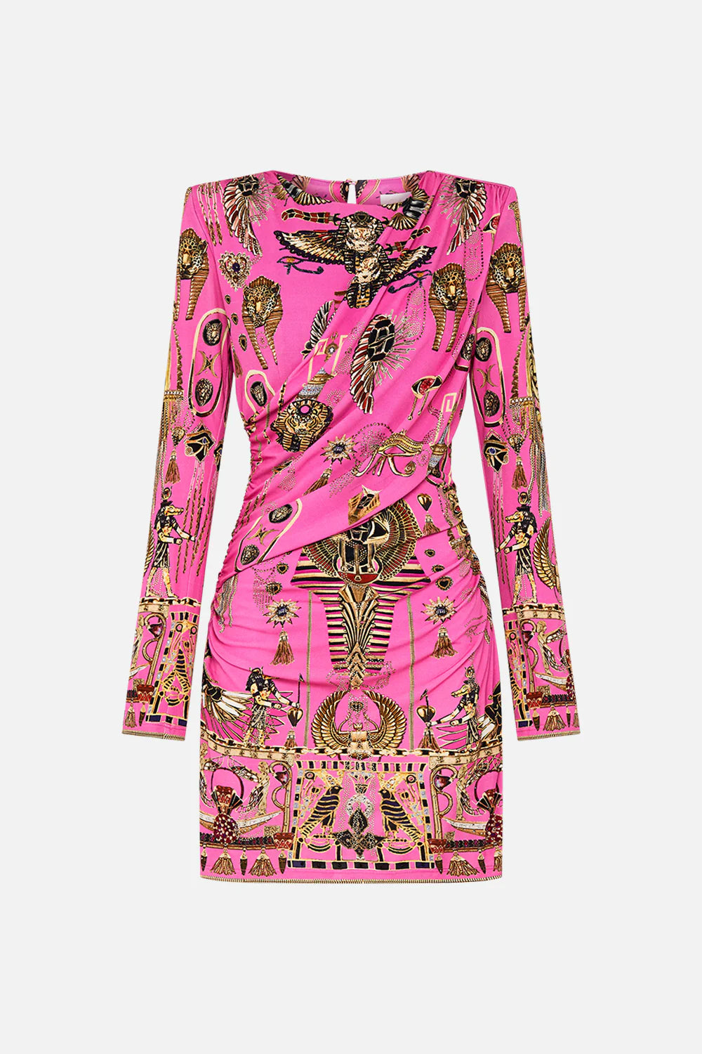 Camilla The Song of the Scarab Asymmetrical Draped Long Sleeve, Short Dress **