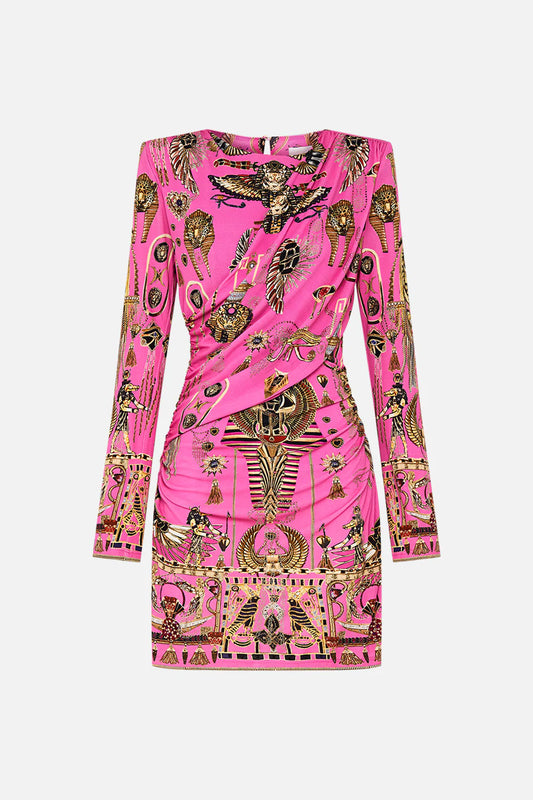 Camilla The Song of the Scarab Asymmetrical Draped Long Sleeve, Short Dress **