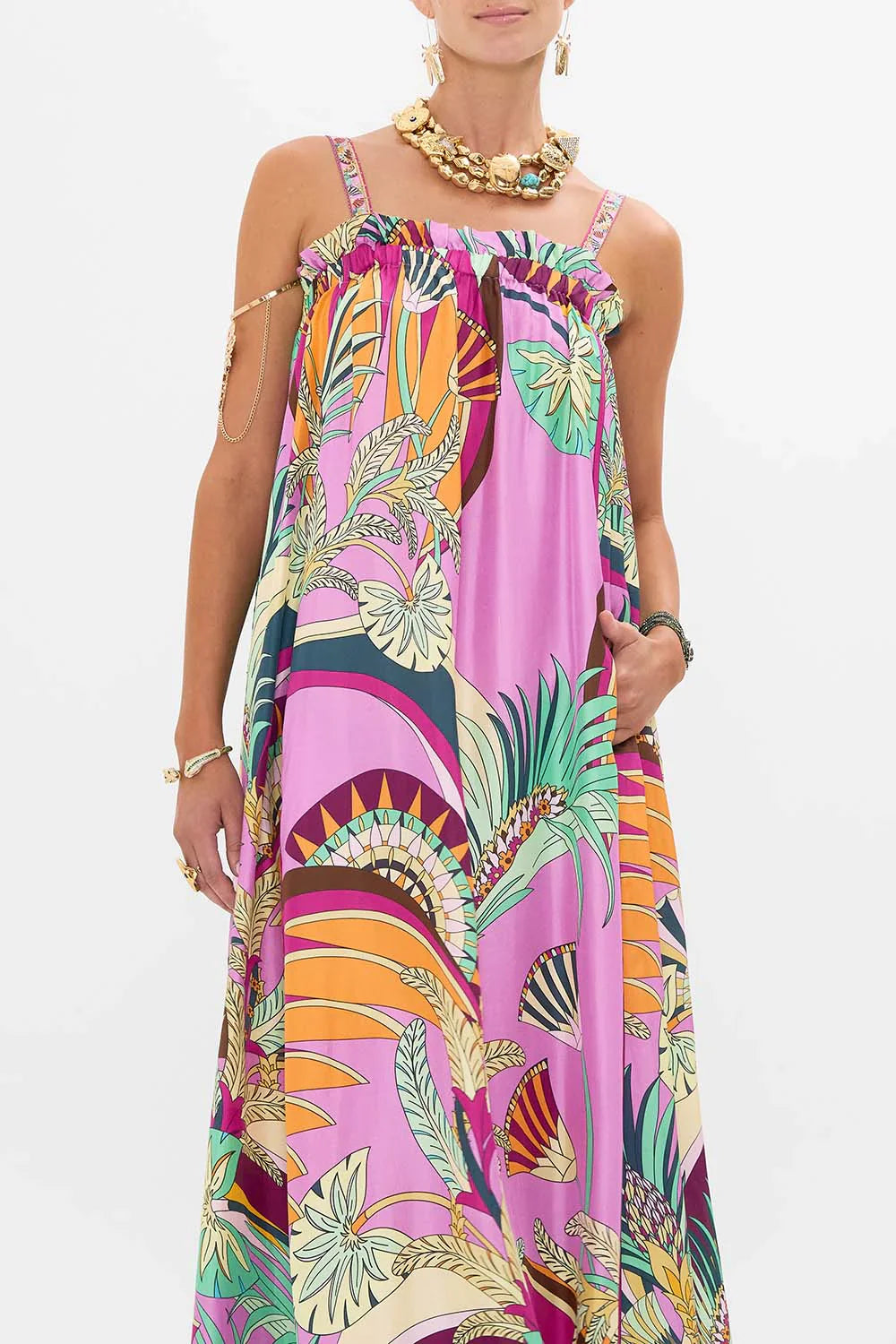 Camilla Giza Goddess Wide Strap Sundress **
