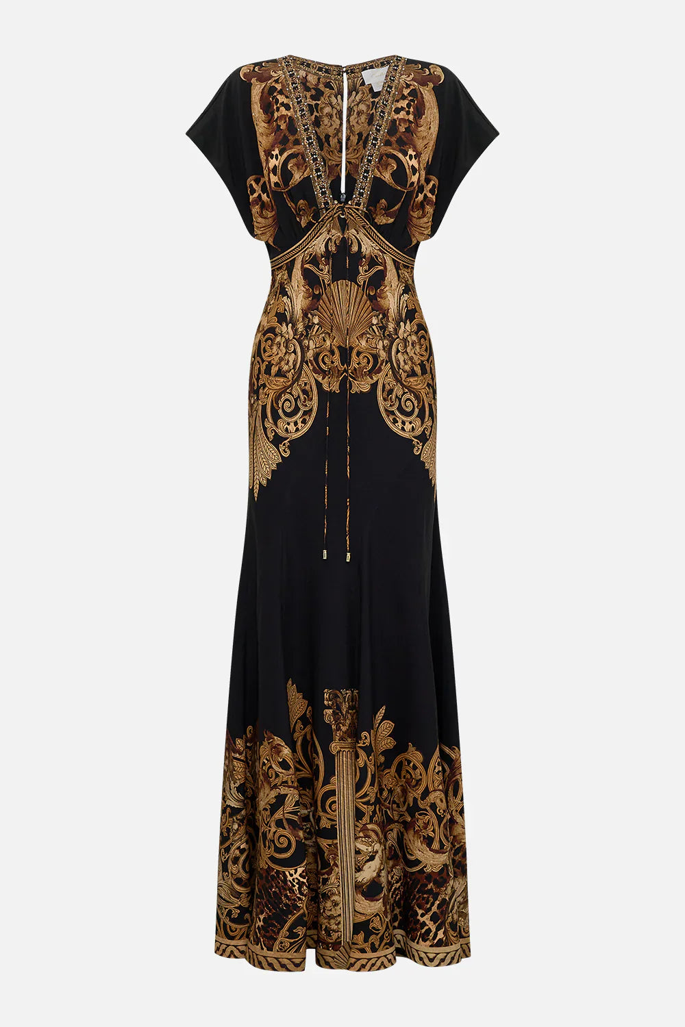 Camilla Era Of Empires V Neck Hardware Dress with Neck Tie **