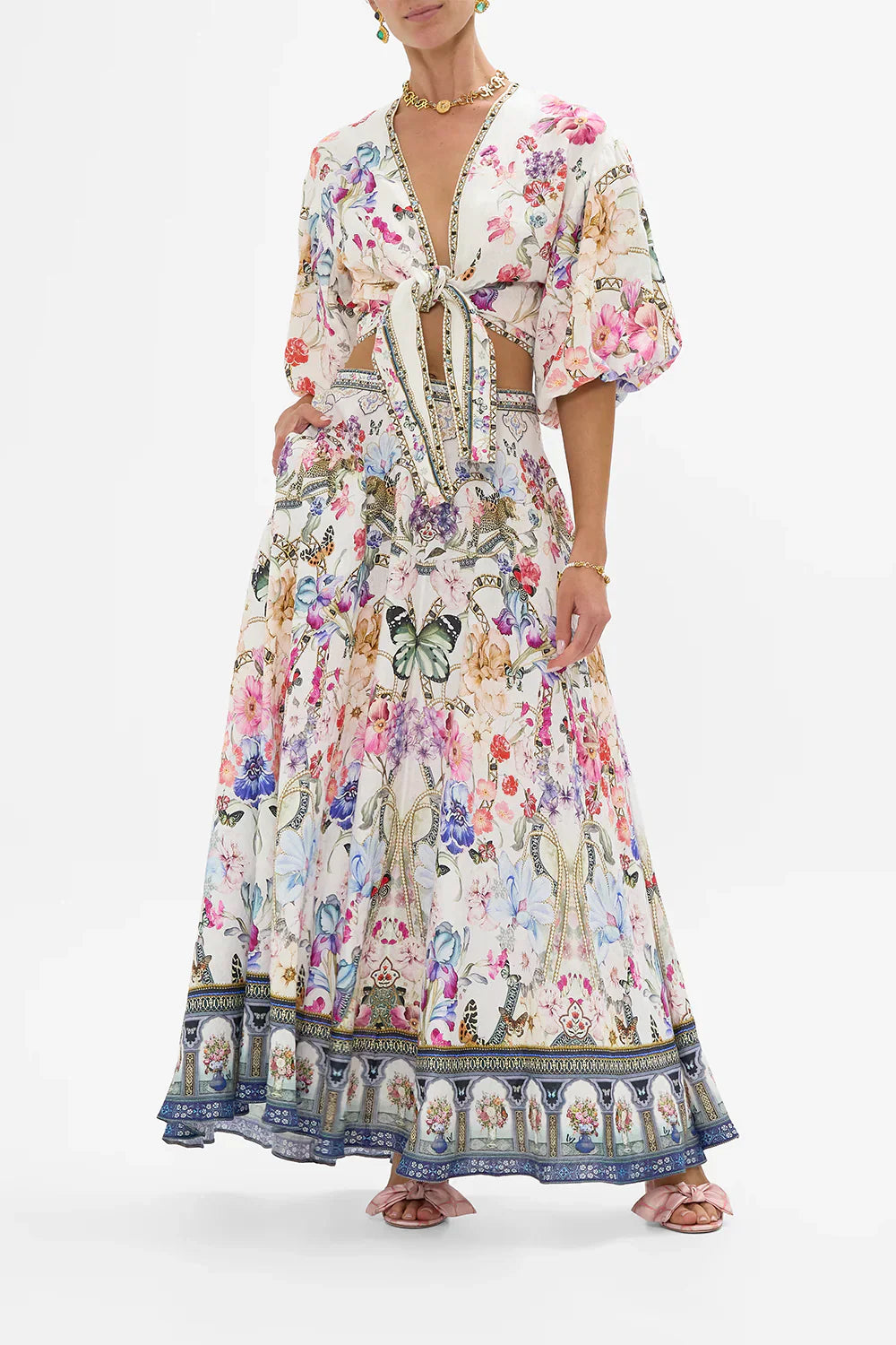 Camilla Monserrate Magic Tie Front Puff Sleeve Top