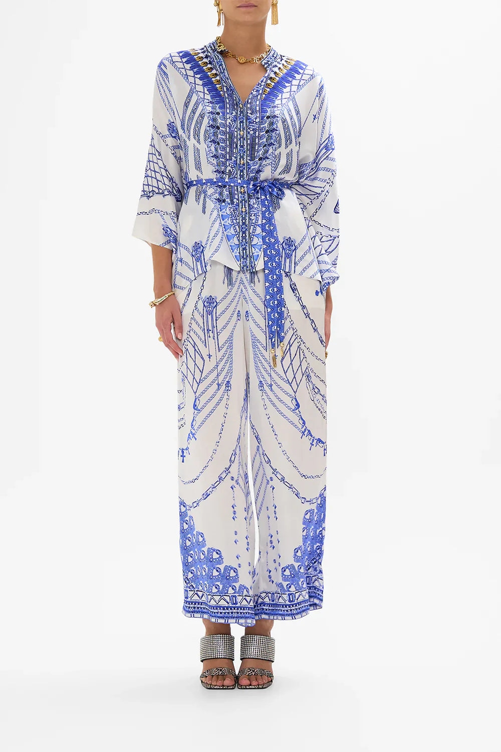 Camilla Dancing With Daylight Button Through Scarf Blouse **