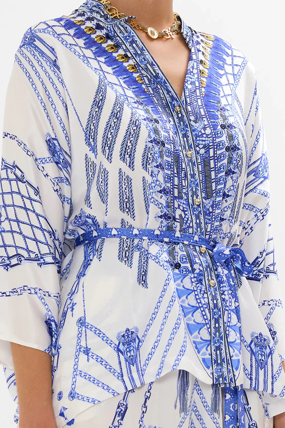 Camilla Dancing With Daylight Button Through Scarf Blouse **