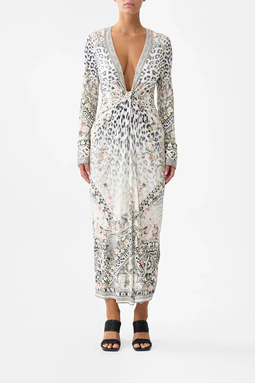 Camilla Marble Heaven Long V Neck Twist Front Jersey Dress