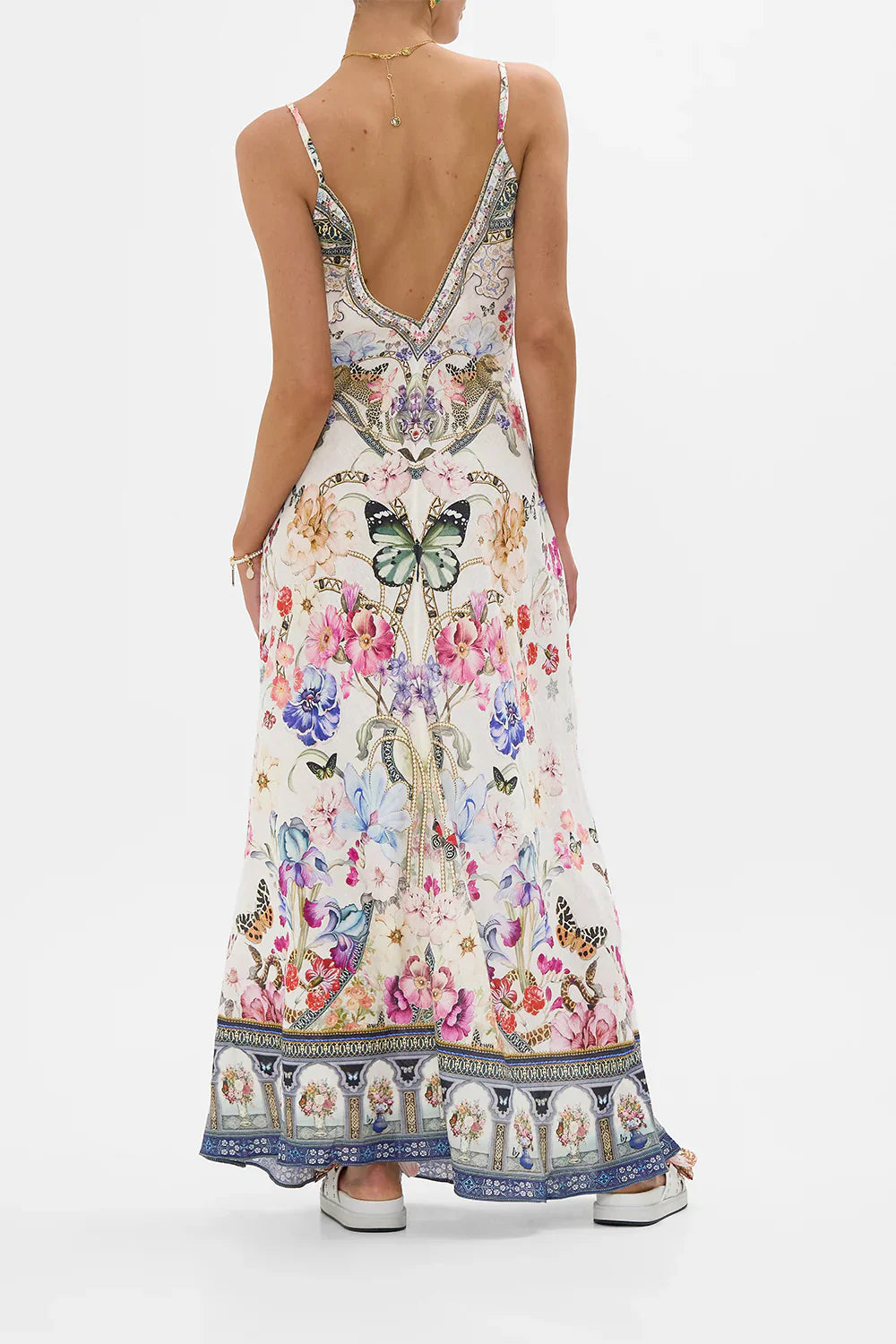 Camilla Monserrate Magic V Neck Full Length Bias Slip Dress