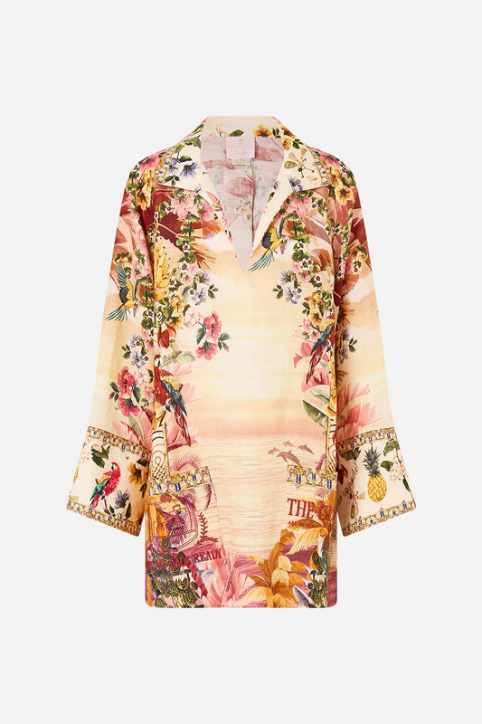 Camilla Welcome To The White Lotus Long Sleeve Tunic Dress