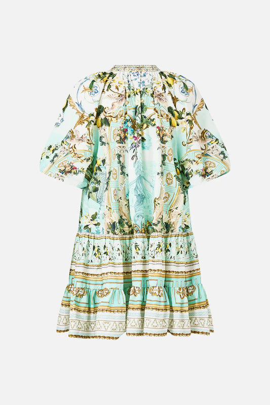 Camilla Venus on a Vespa Puff Sleeve Shirt Dress