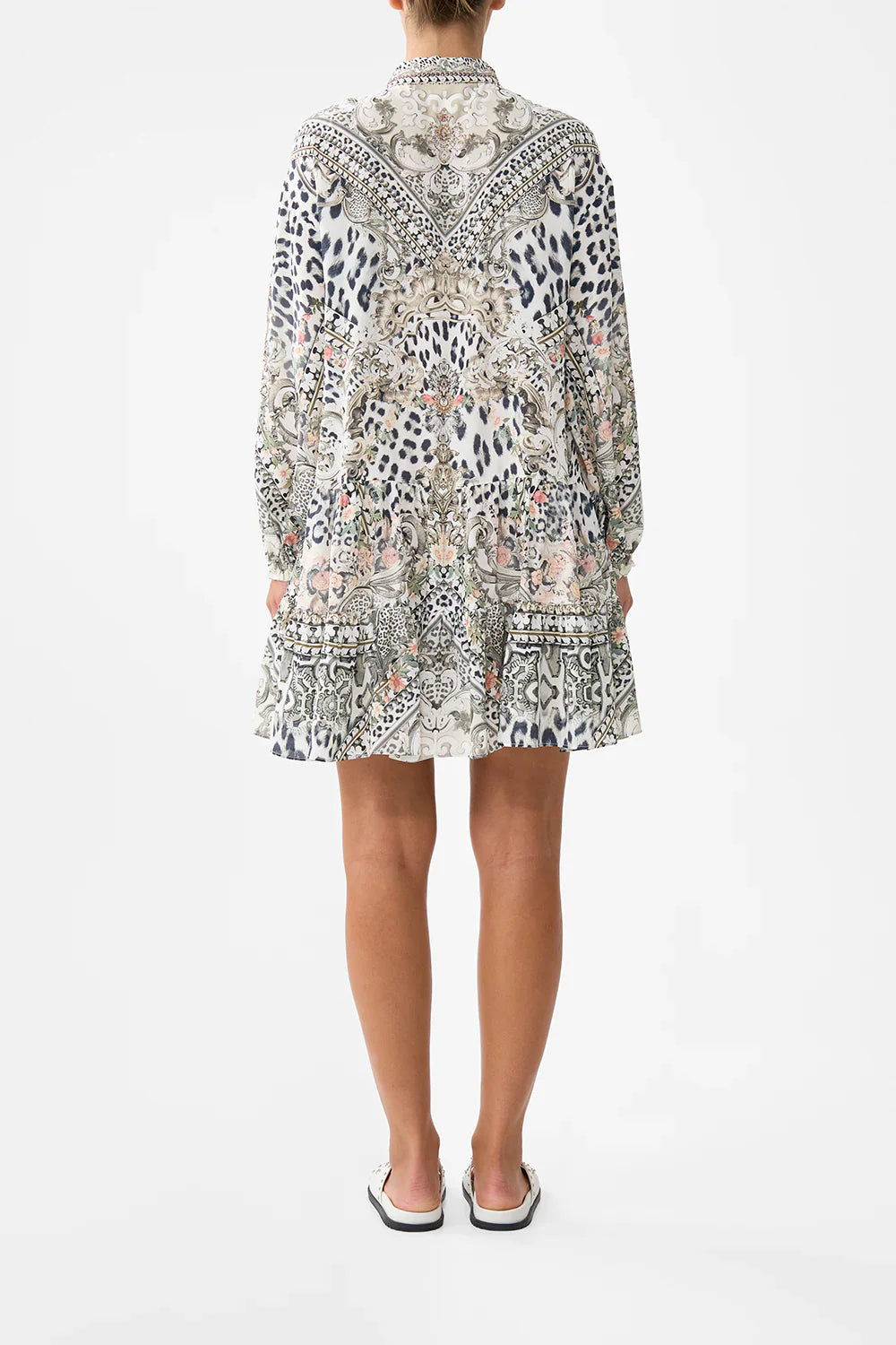 Camilla Marble Heaven Long Sleeve Tiered Short Dress