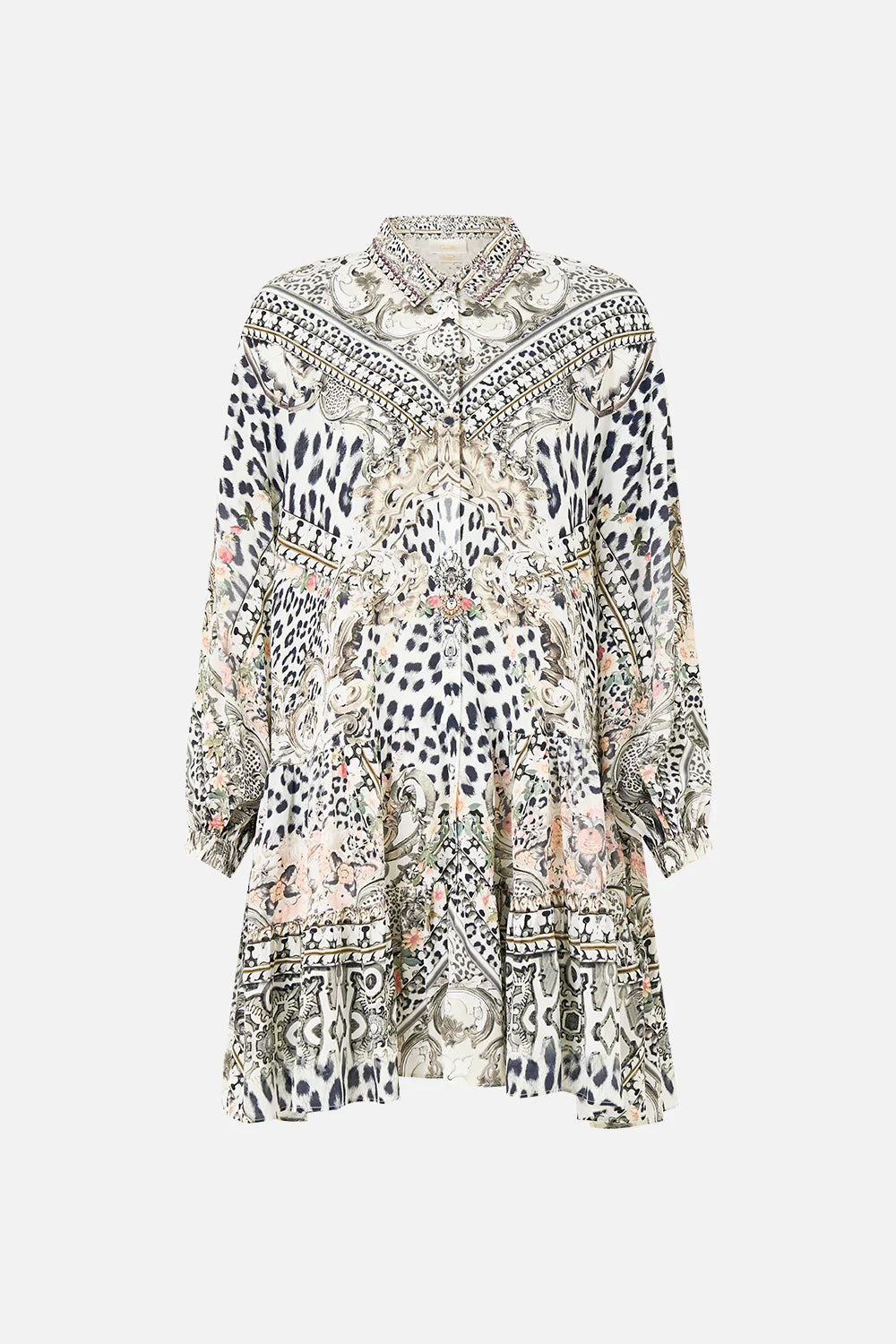 Camilla Marble Heaven Long Sleeve Tiered Short Dress