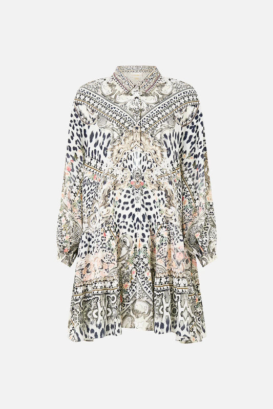 Camilla Marble Heaven Long Sleeve Tiered Short Dress