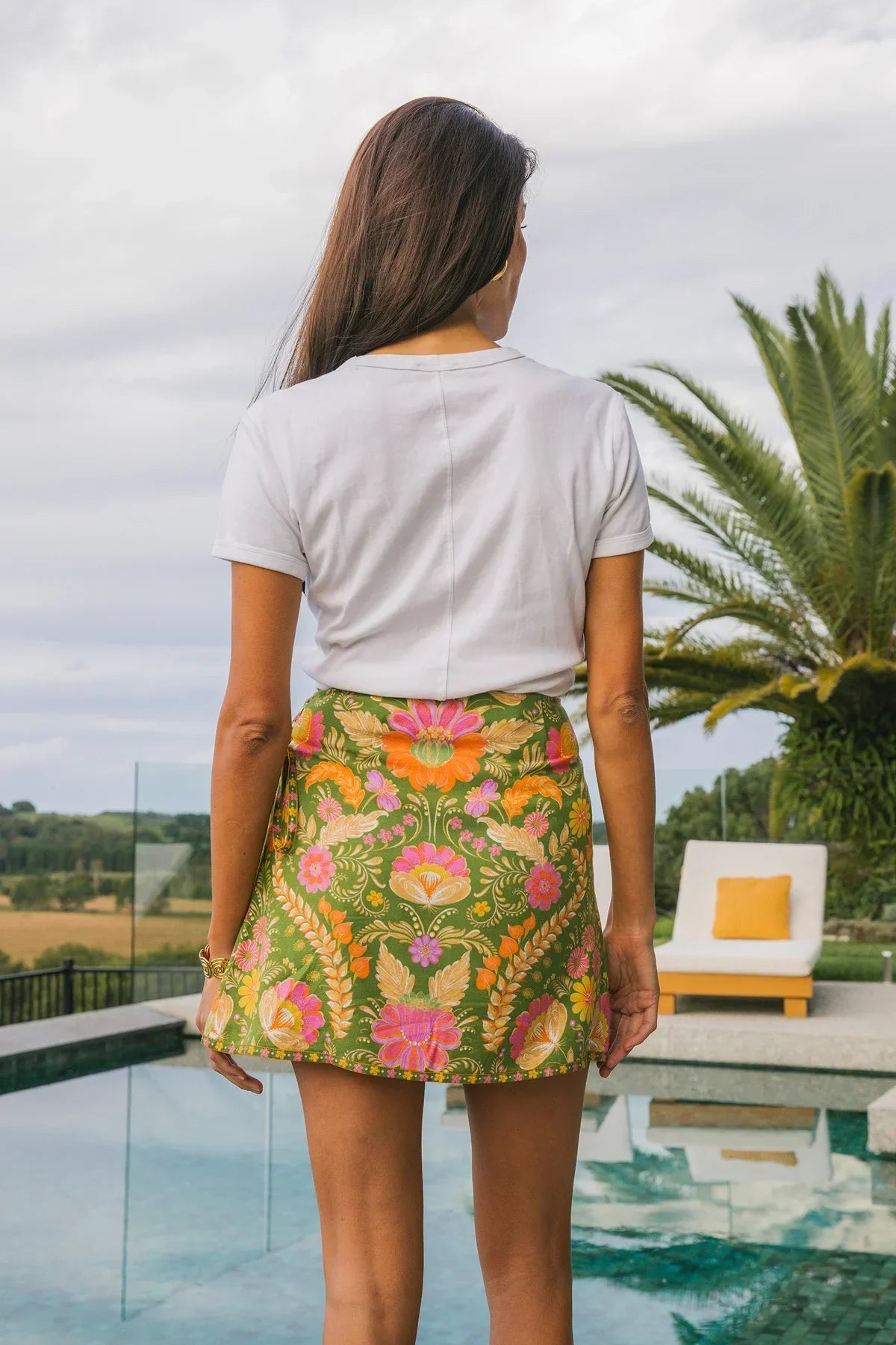 Nine Lives Bazaar Maison Mini Skirt in Guava