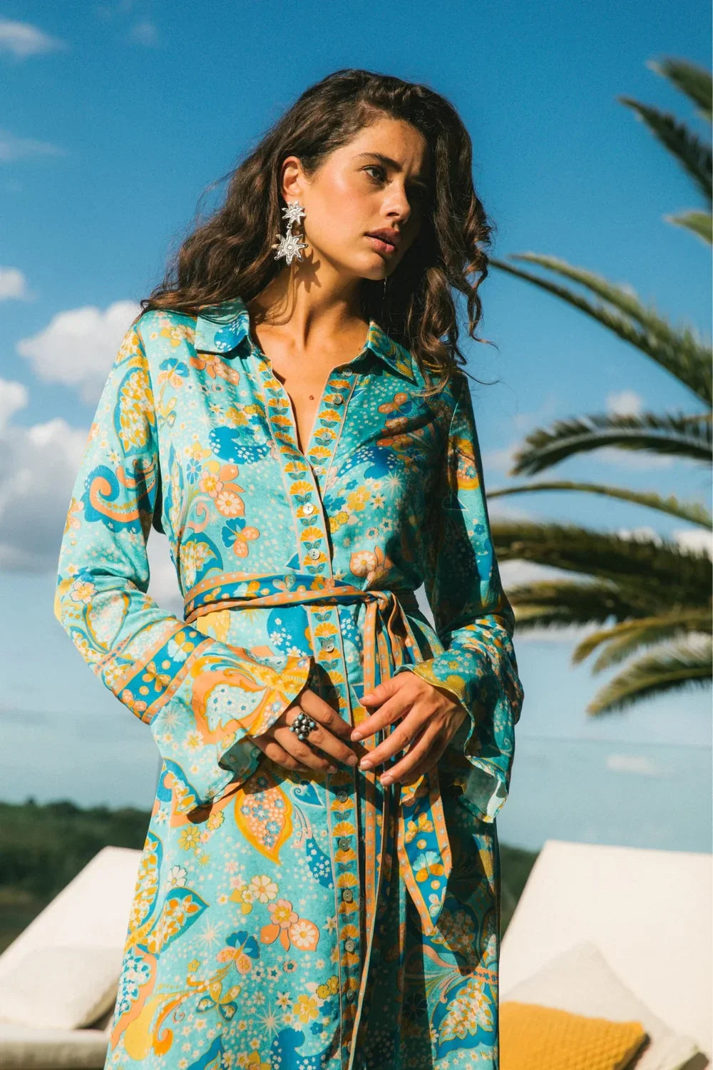 Nine Lives Bazaar Pearl Midi Dress - Aquamarine