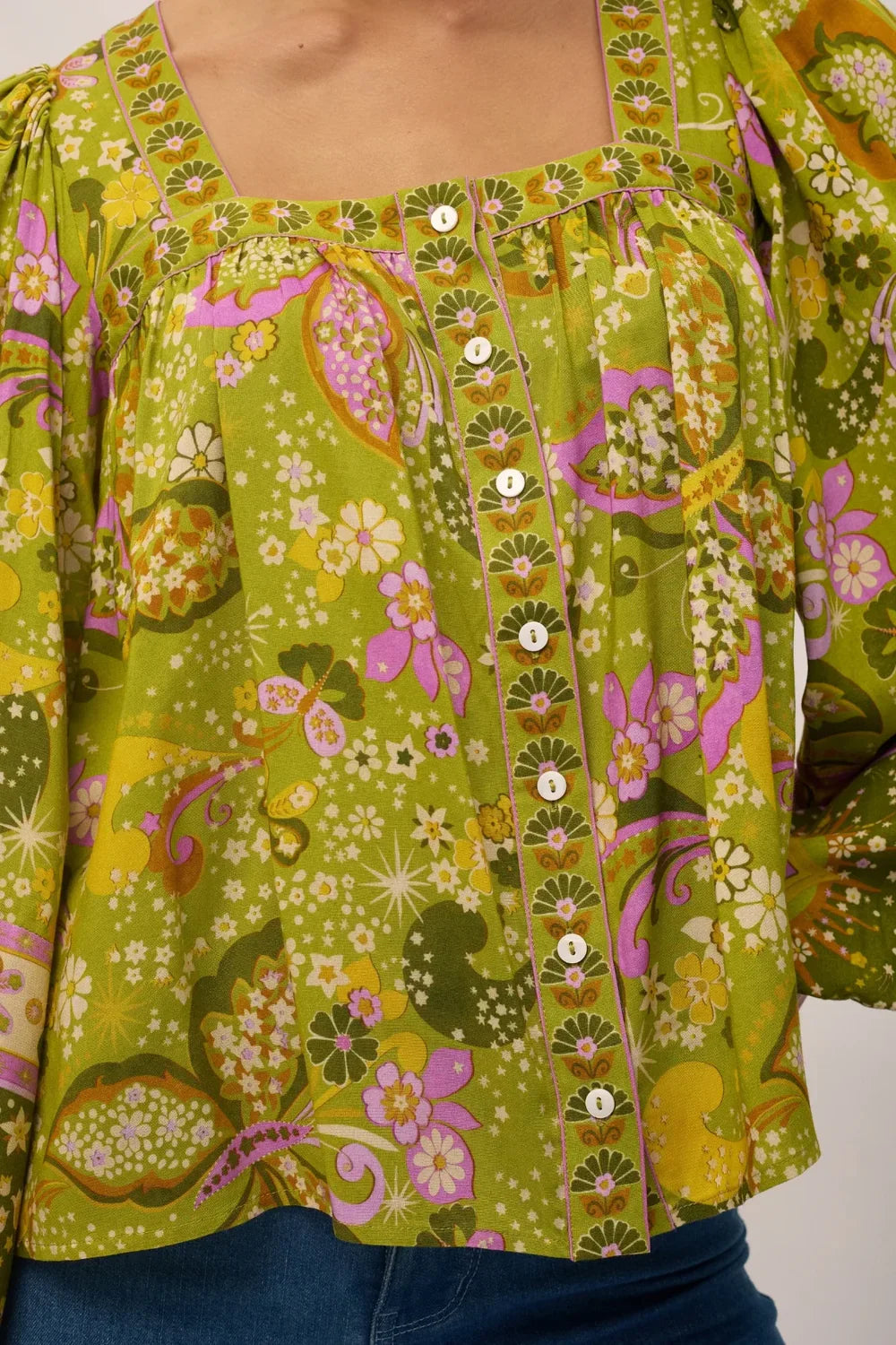 Nine Lives Bazaar Rhiannon Blouse - Chartreuse