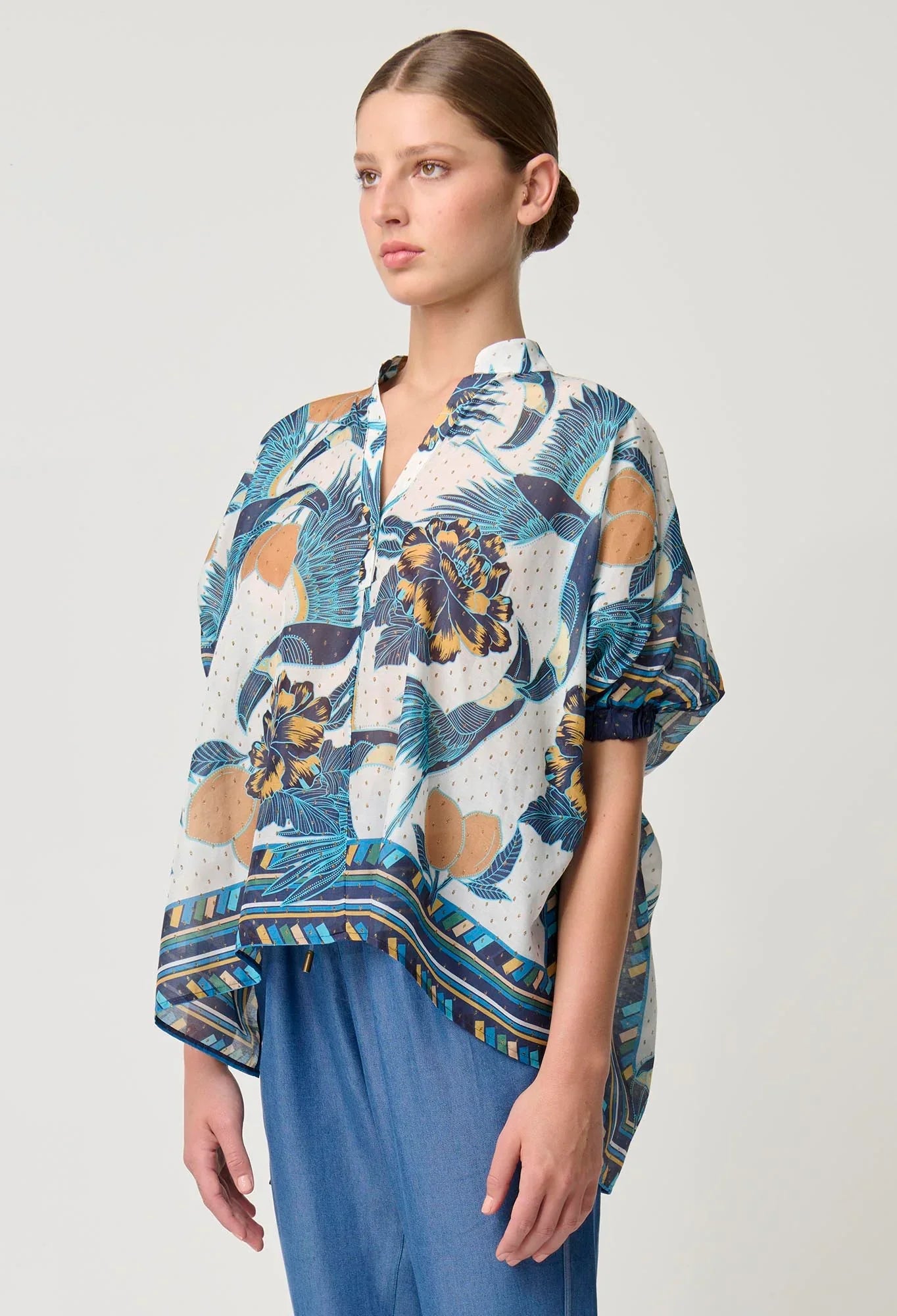 Once Was Kimona Scarf Hem Top - Tukano Print