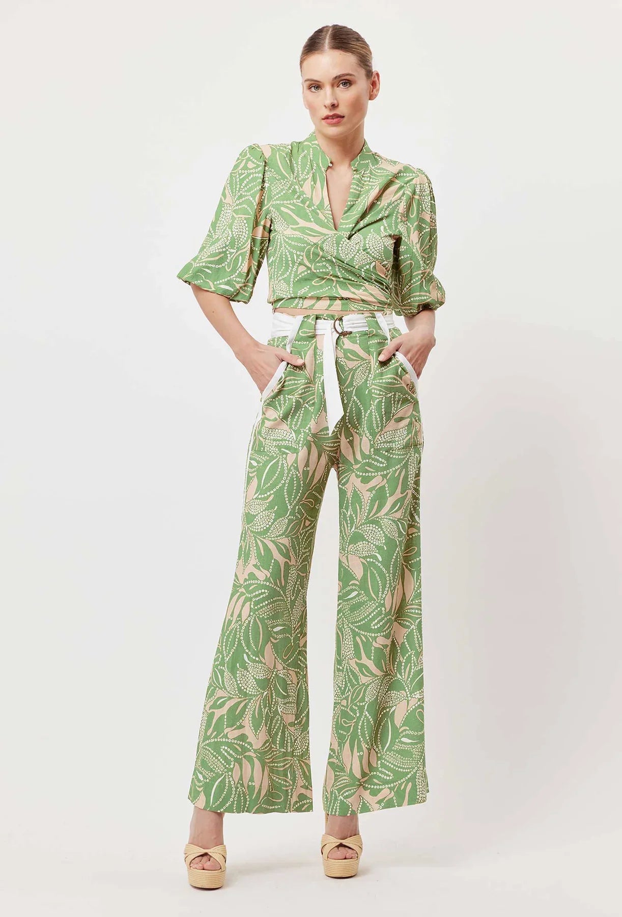 Once Was Grace Linen Viscose Pant in Jungle Tropico