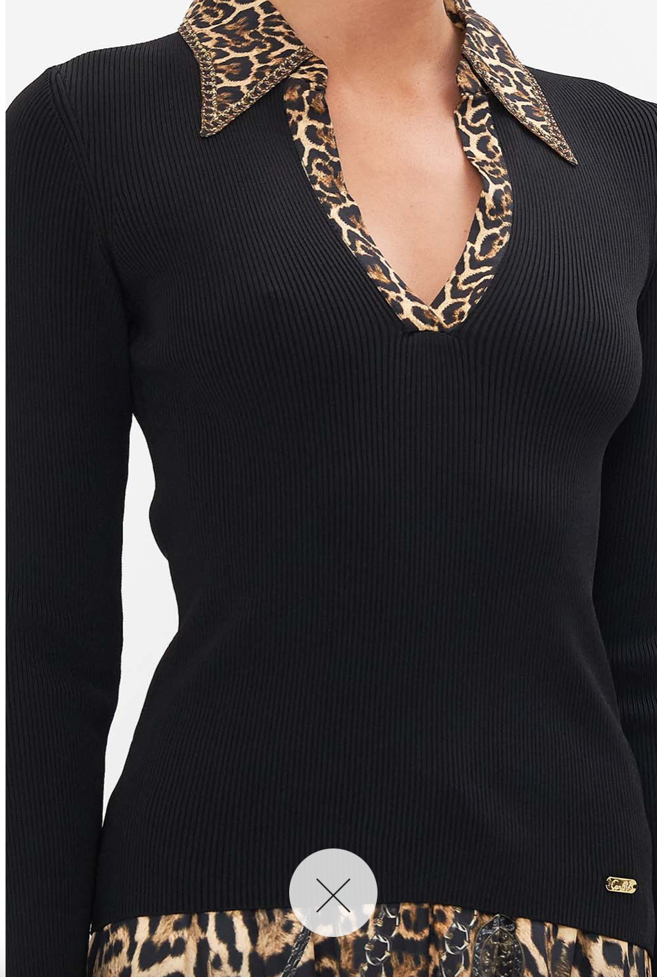 Camilla Amsterglam Fitted Knit Top with Silk Collar **