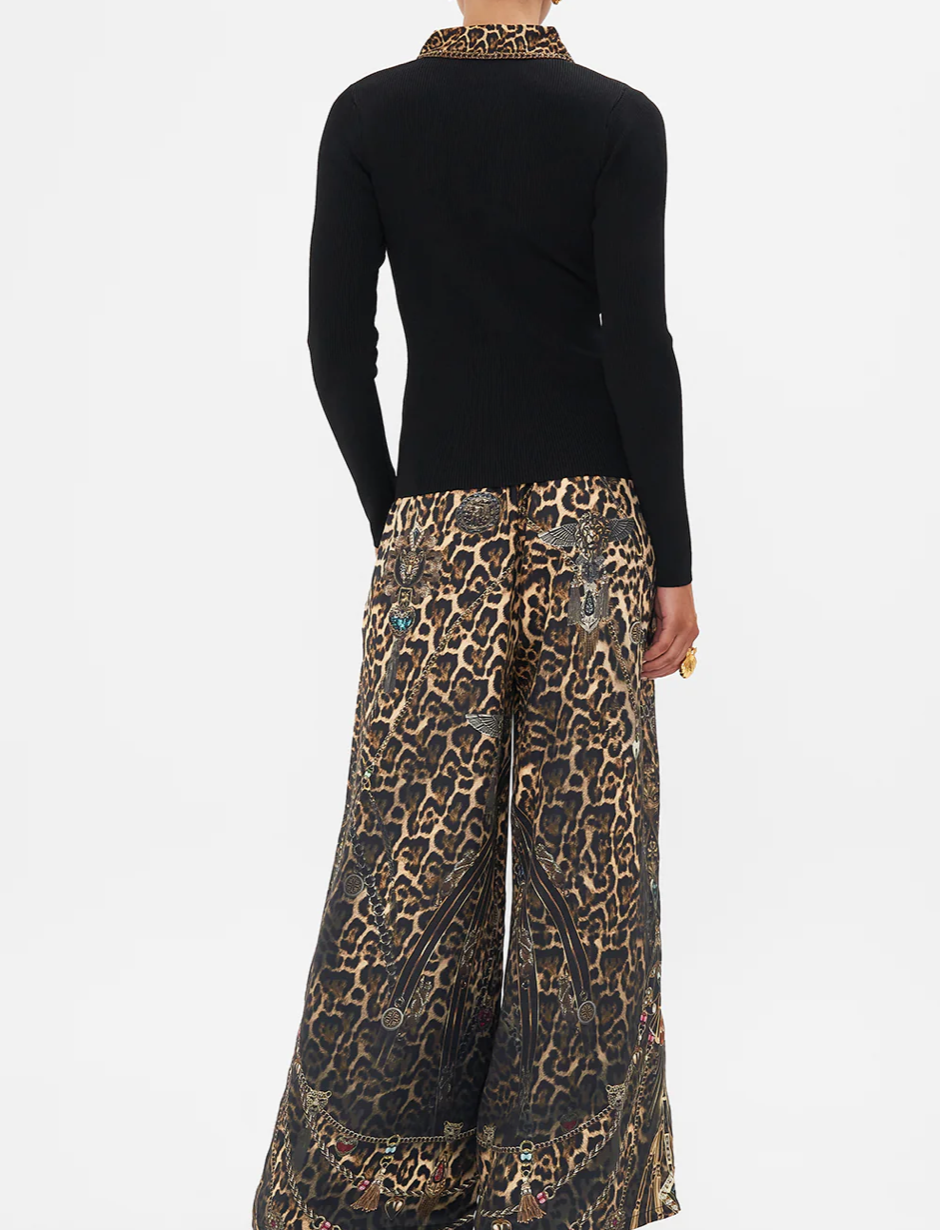 Camilla Amsterglam Fitted Knit Top with Silk Collar **