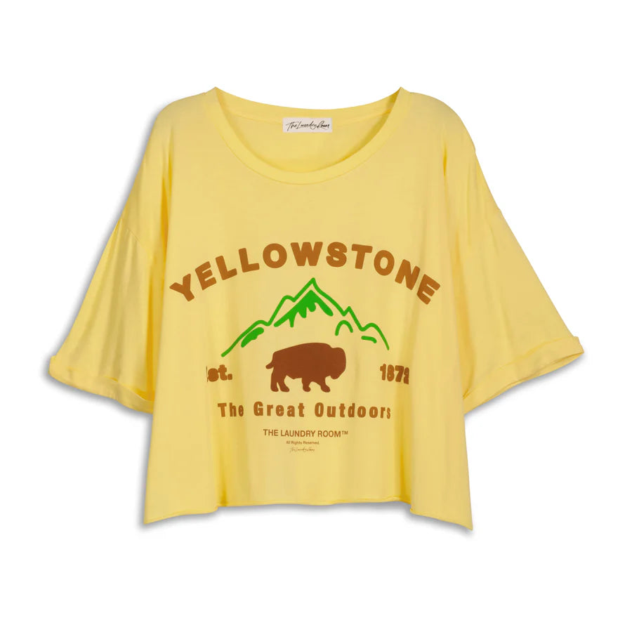 The Laundry Room Yellow Stone Bison Crop Oversized Tee - Old Gold