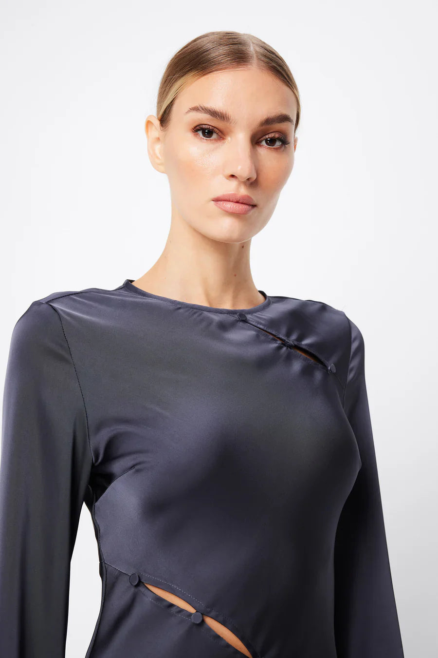 Mossman Illusion Maxi Dress - Slate