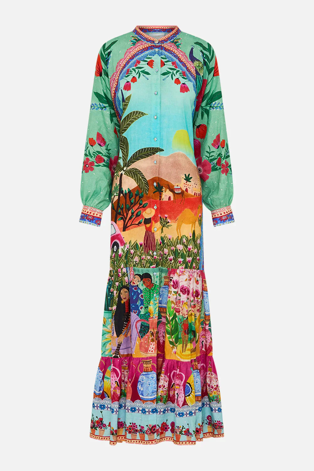 Camilla Queens of Creation Tiered Shirtdress With Wide Waist Tie **