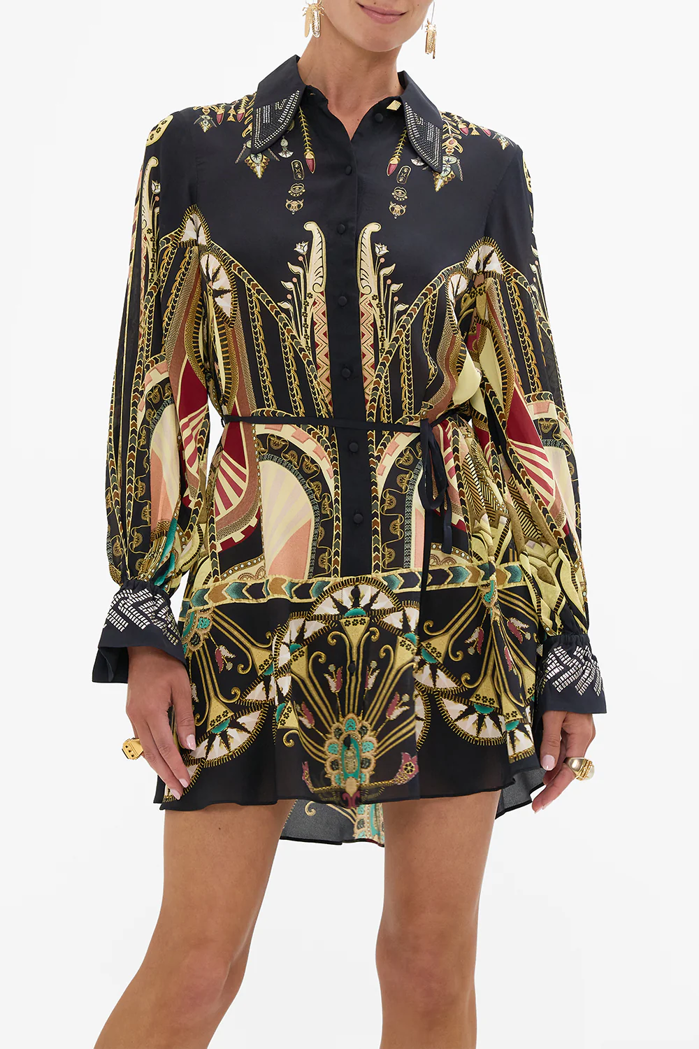Camilla They Call Her Nefertari Shirt Dress with Glomesh Cuff **