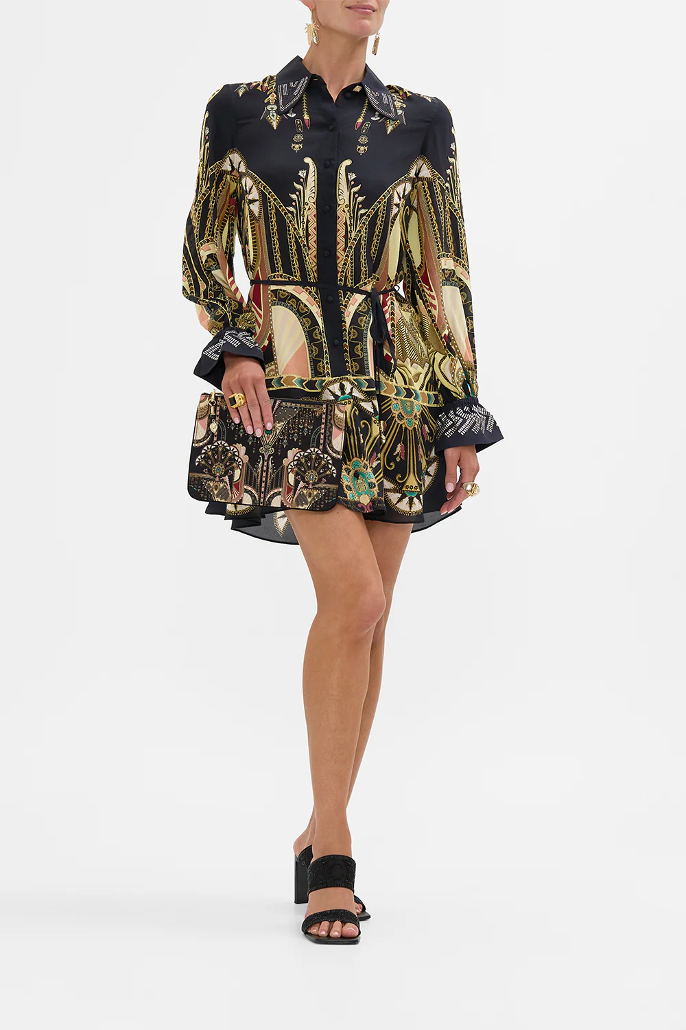 Camilla They Call Her Nefertari Shirt Dress with Glomesh Cuff **