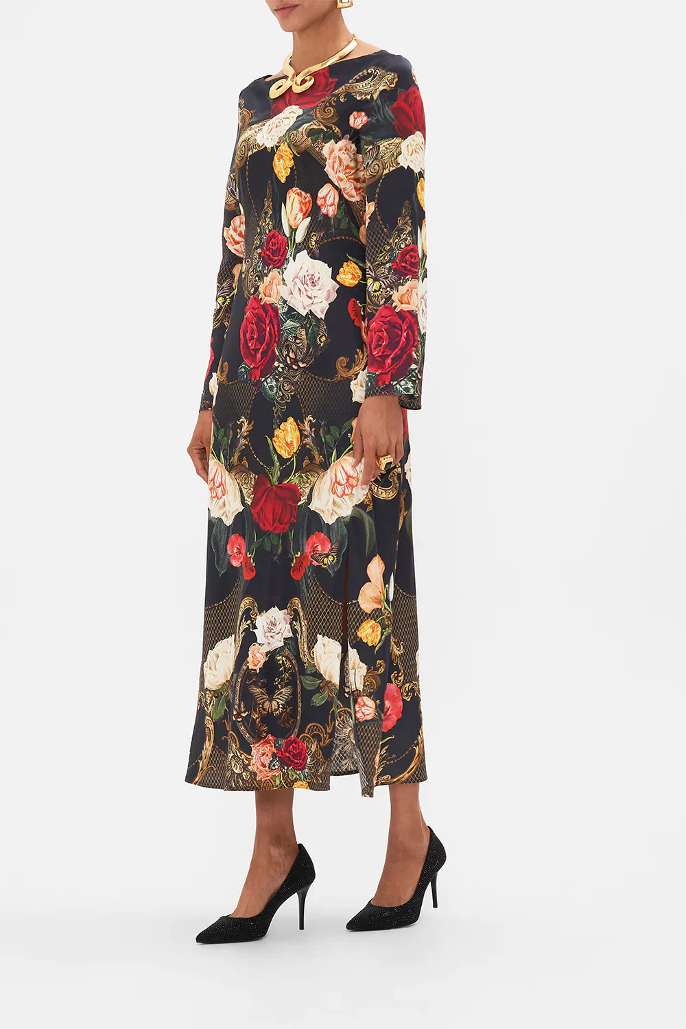 Camilla Magic in Manuscripts Long Sleeve Bias Dress **