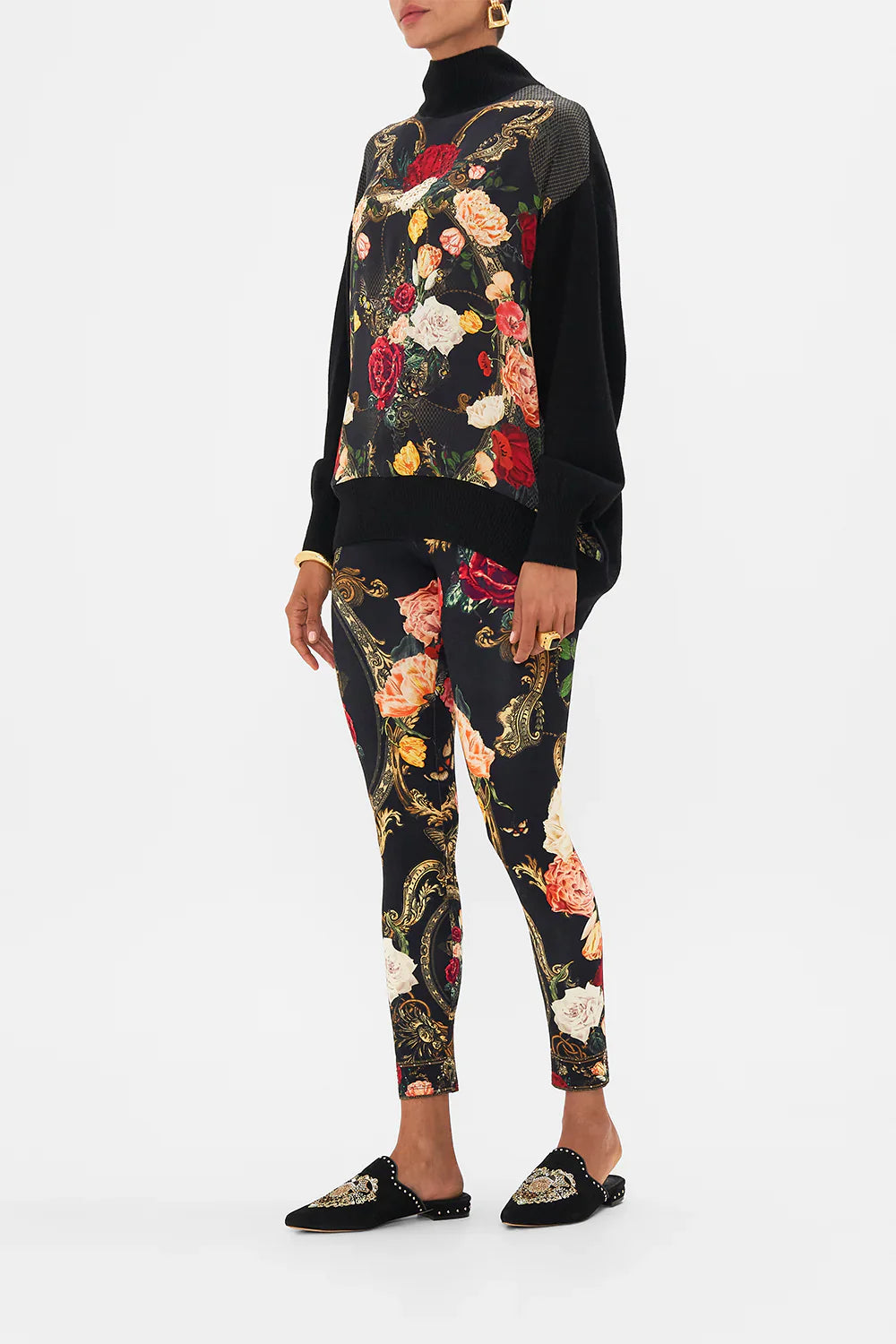 Camilla Magic in the Manuscripts Silk Front Turtle Neck Knit **
