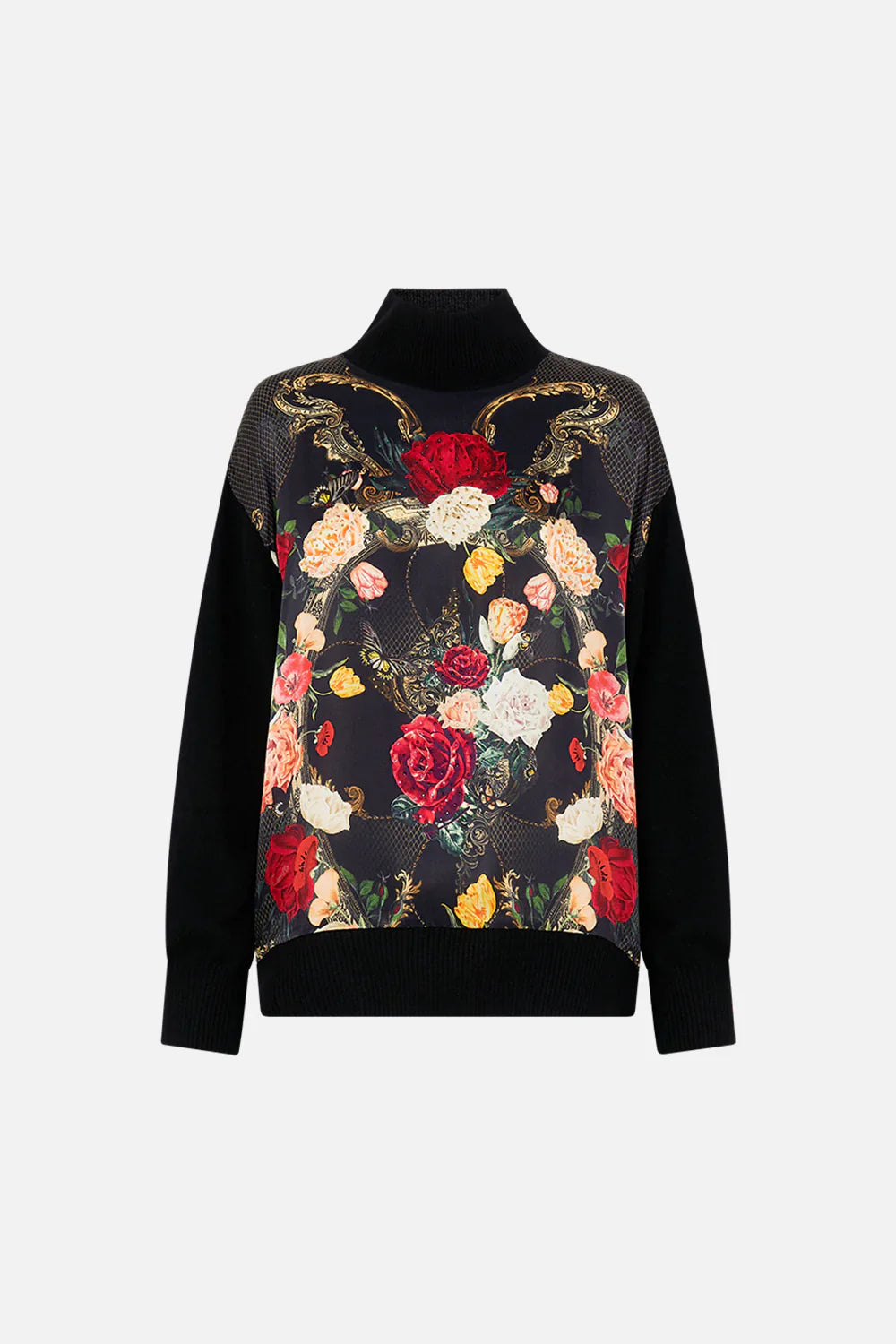 Camilla Magic in the Manuscripts Silk Front Turtle Neck Knit **