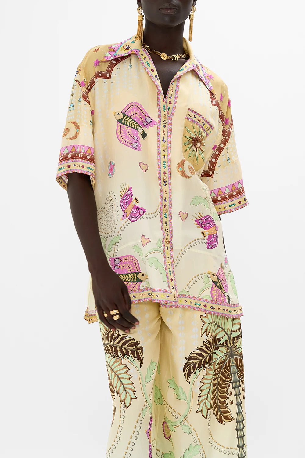 Camilla Aswan Abstract Oversized Shirt  With Pocket **
