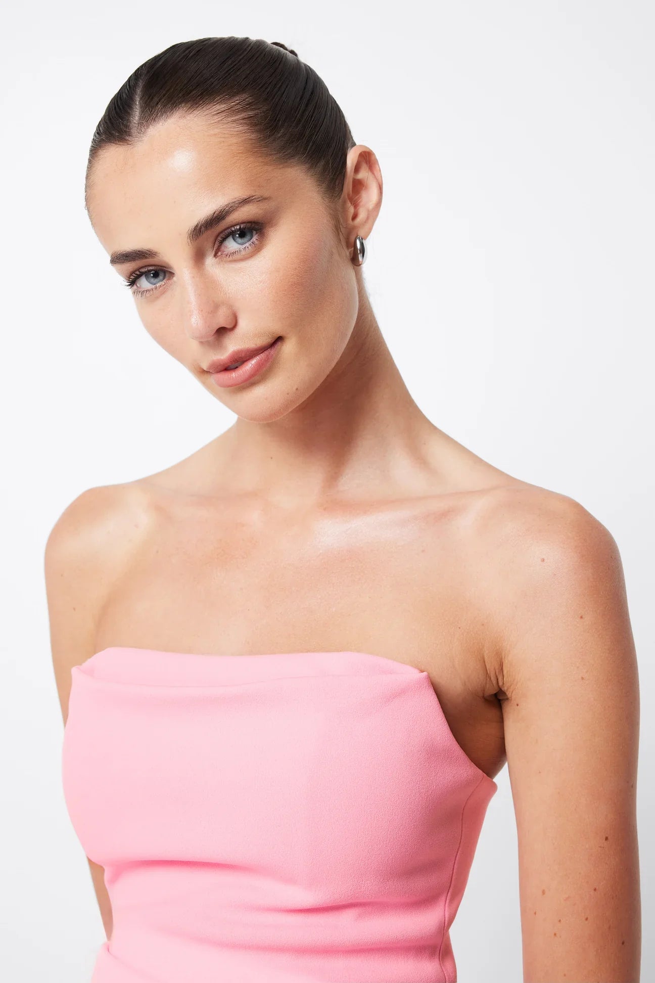 Mossman Revere Draped Midi Dress in Pink