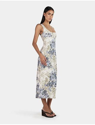 Ownley Ebony Midi Dress - Botanical Denim