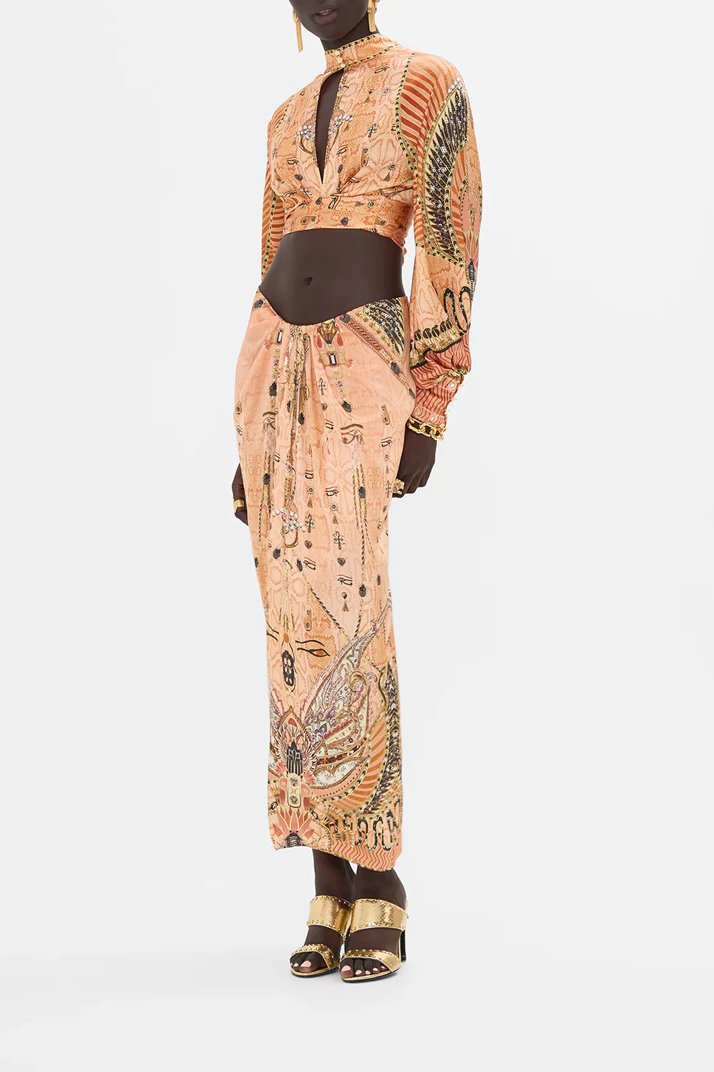 Camilla Kingdom Of Hieroglyphs Front Skirt With Split **