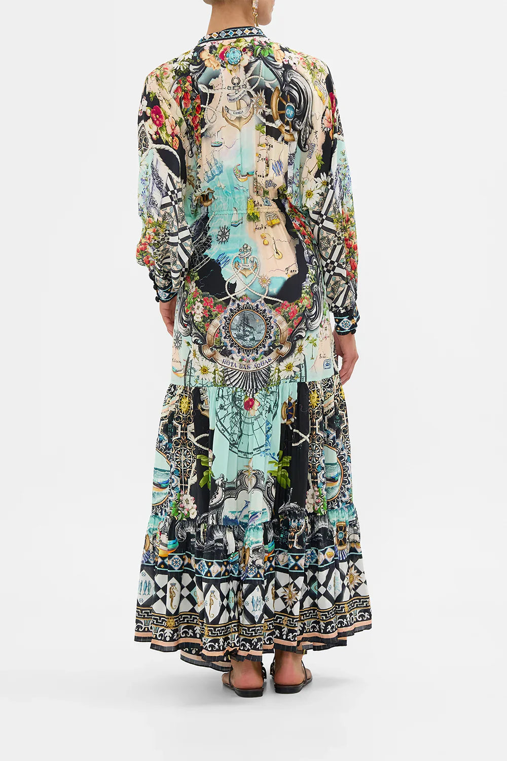 Camilla Folk Afloat Tiered ShirtDress With Wide Waist Tie