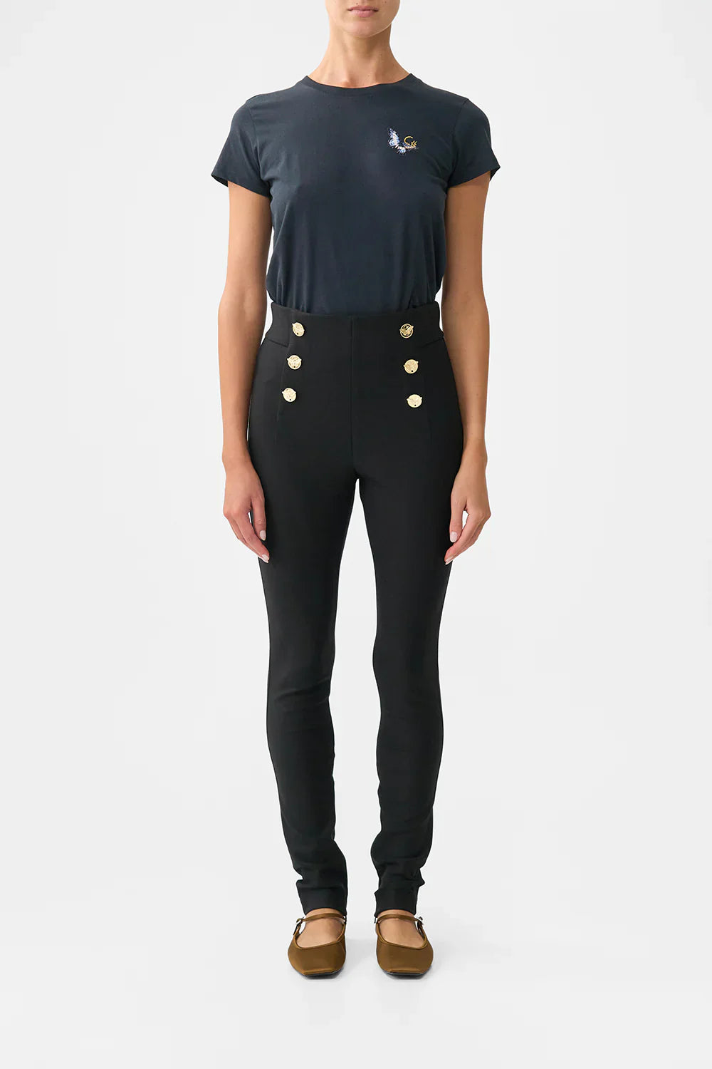 Camilla Ottoman Elegance Button Embellished Ponte Pants